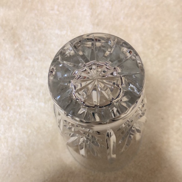 Irish Rose Cut Crystal Vase Czech 24% Lead Leaf Design Original Sticker 8” - Picture 6 of 6